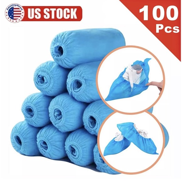 Membrane Solutions Other - 100Pcs Blue Disposable Shoe Covers Non-woven Non-Slip Resistant Dust proof NEW